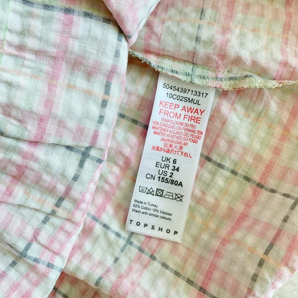 New Topshop Gingham Puff-Sleeve Minidress - Picture 4 of 7